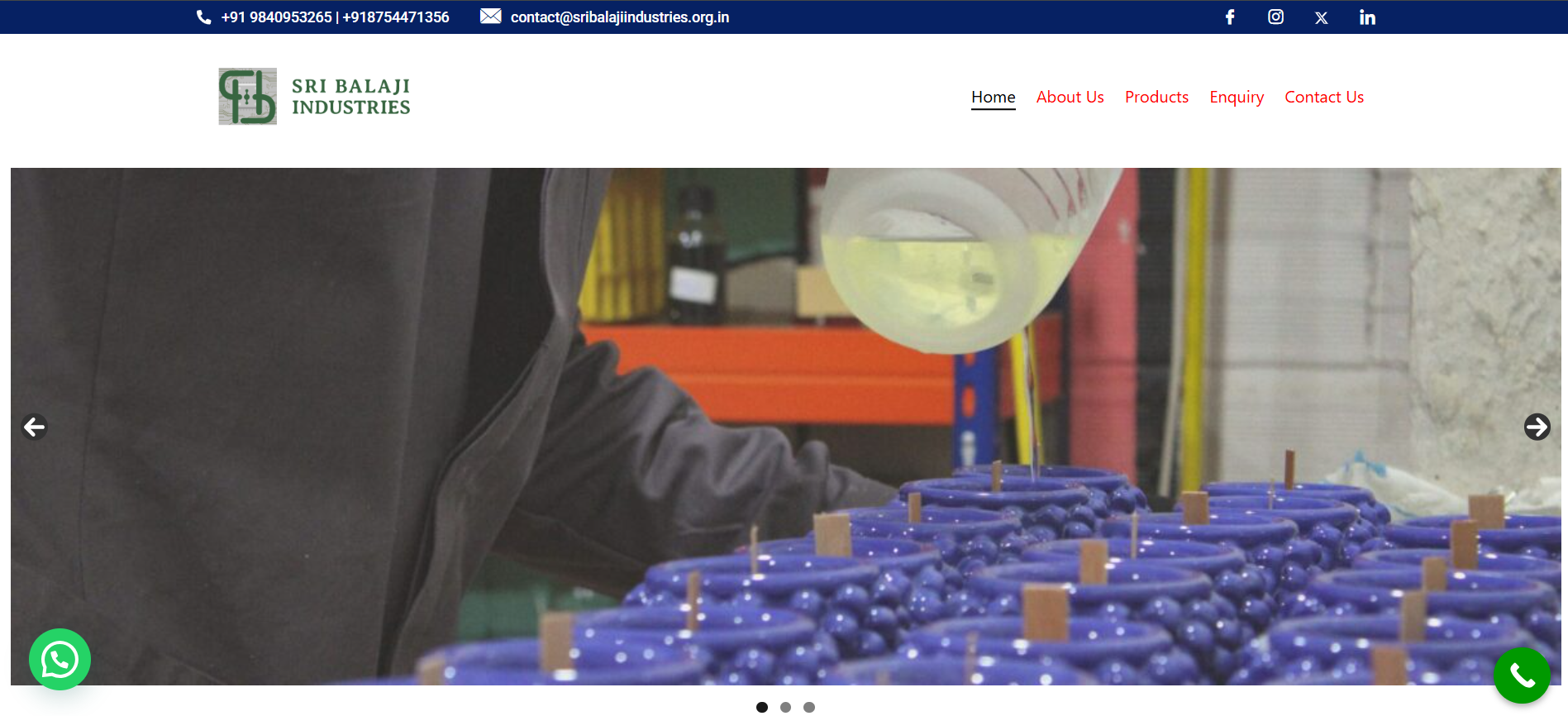 Sri Balaji Industries website screenshot